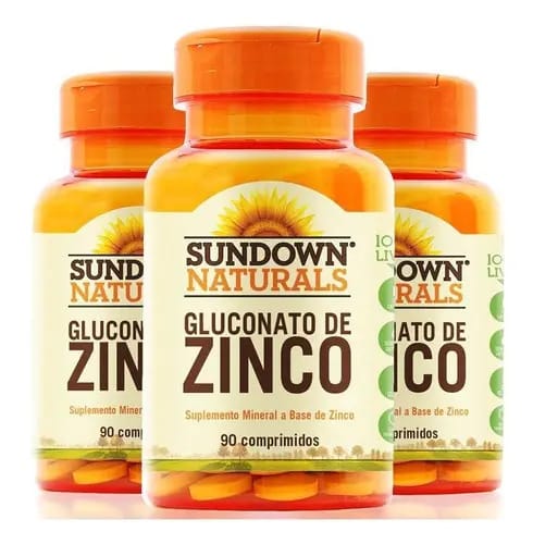 Kit 3 Zinco 7mg Sundown Naturals 90 Comprimidos Sabor Sem Sabor