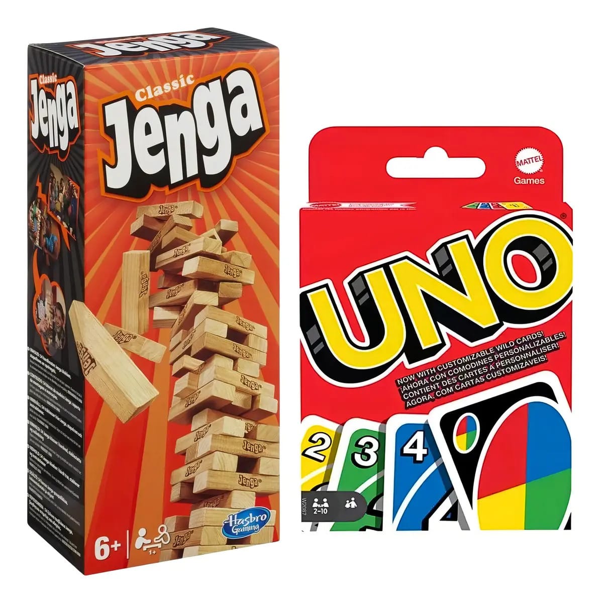 Kit Jogo Uno + Jenga Clássico Mattel Hasbro