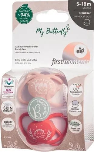 Chupeta Nip My Butterfly Pack X 2. Tamanho 2 De 5 a 18 M. Rosa Período de idade 5-18 meses