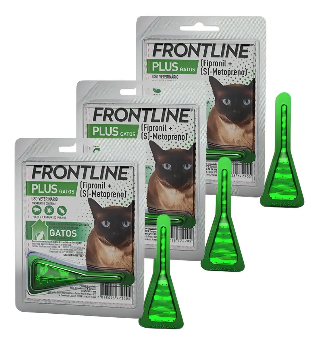 Frontline Plus Gatos Pipeta Antipulgas Carrapatos 1-10kg 3 Unid