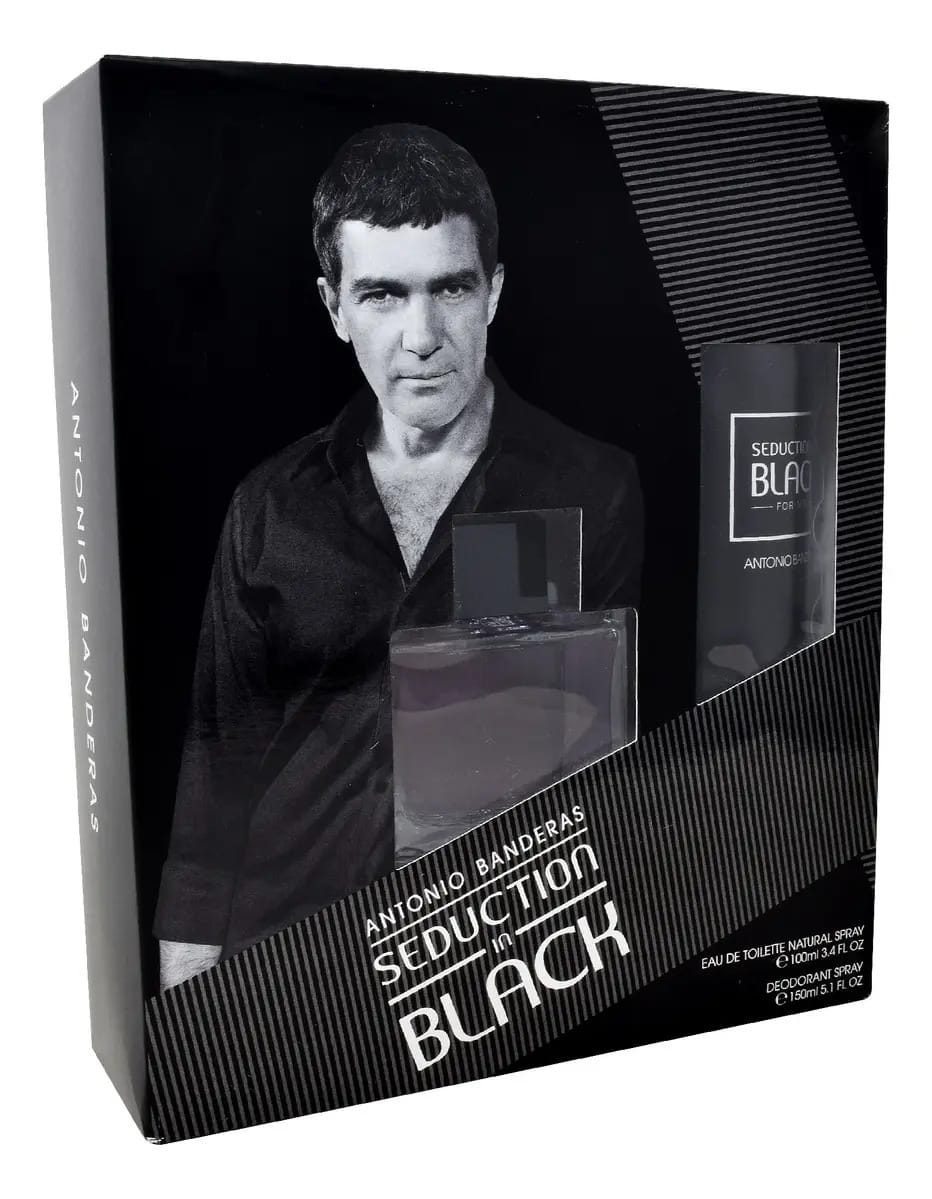 Conjunto Antonio Banderas Seduction In Black 2 onças 100ml Edt Spray
