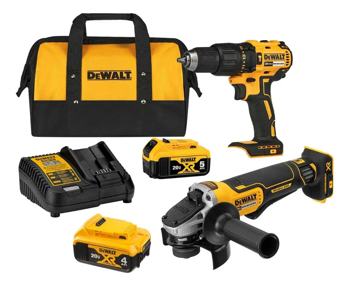 Martelete eletropneumático DeWalt Brushless DCK248P1+DCB204 sem fio amarelo