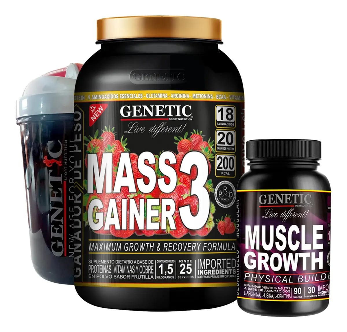 Super Muscle Growth Gainer Muscle Growth Tumbler Sabor Genético de Morango
