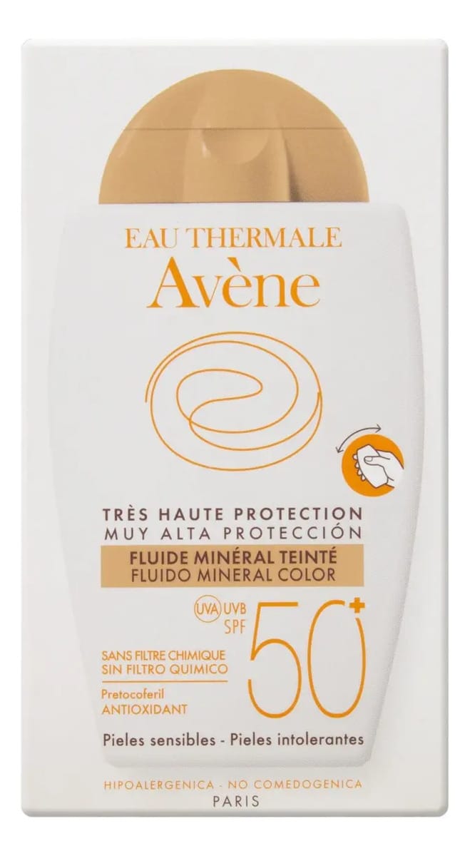 Fluido Mineral com Cor FPS 50+ sem Perfume Eau Thermale Avène Caixa 40ml