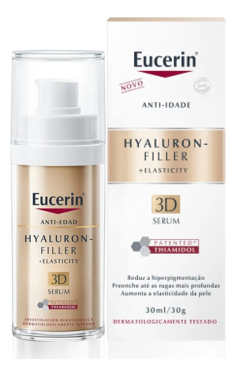 EUCERIN 3D Sérum Facial Anti-idade Firmador 30ml, Elasticity, Pele Madura, Hyaluron-Filler, Ácido Hialurônico, Antirrugas
