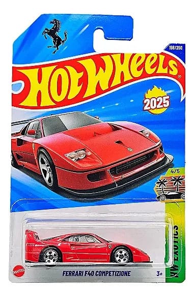 Carro Hot Wheels Ferrari F40 Competizione 2025 Vermelho na Escala 1:64