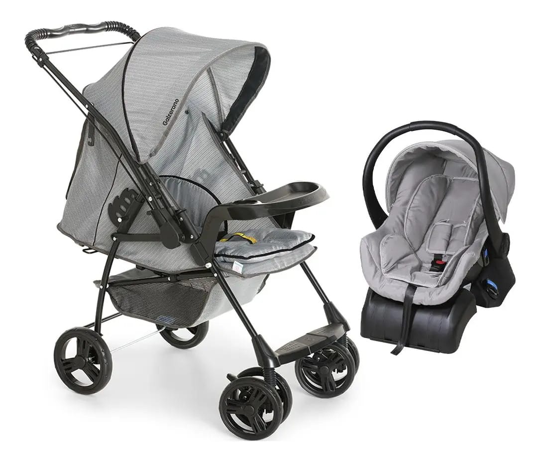 Carrinho De Bebê Galzerano Milano Reversível Ii Cinza + Base