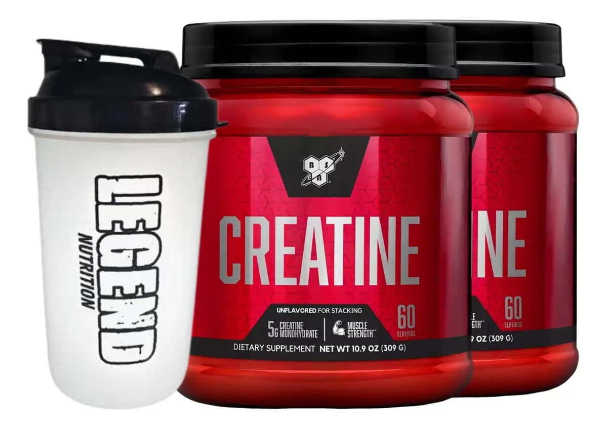 Bsn Creatina Monohidratada Dna 60 Services Pacote de 309 g X2 Legend Glass 600 ml