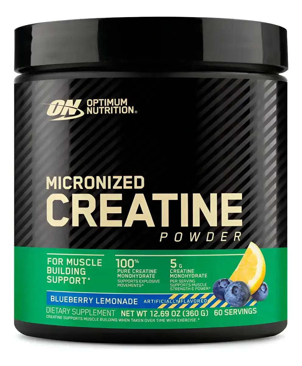 Creatina Micronizada Optimum Nutrition 60 Serviços Sabor Limonada de Mirtilo