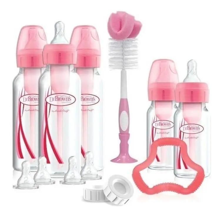 Kit Mamadeira Dr Browns Rosa 250ml 125ml Bicos 3m+ 6m