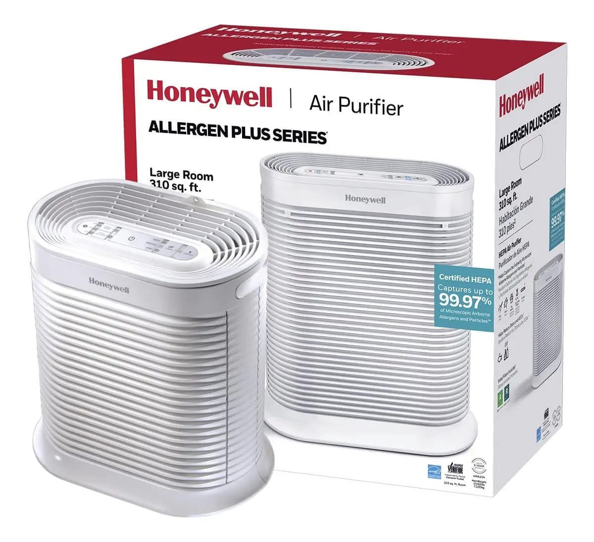 Honeywell Hpa200 True Hepa — eliminador de alérgenos, 310 pés quadrados, removedor de alérgenos, branco, Hpa204, 1