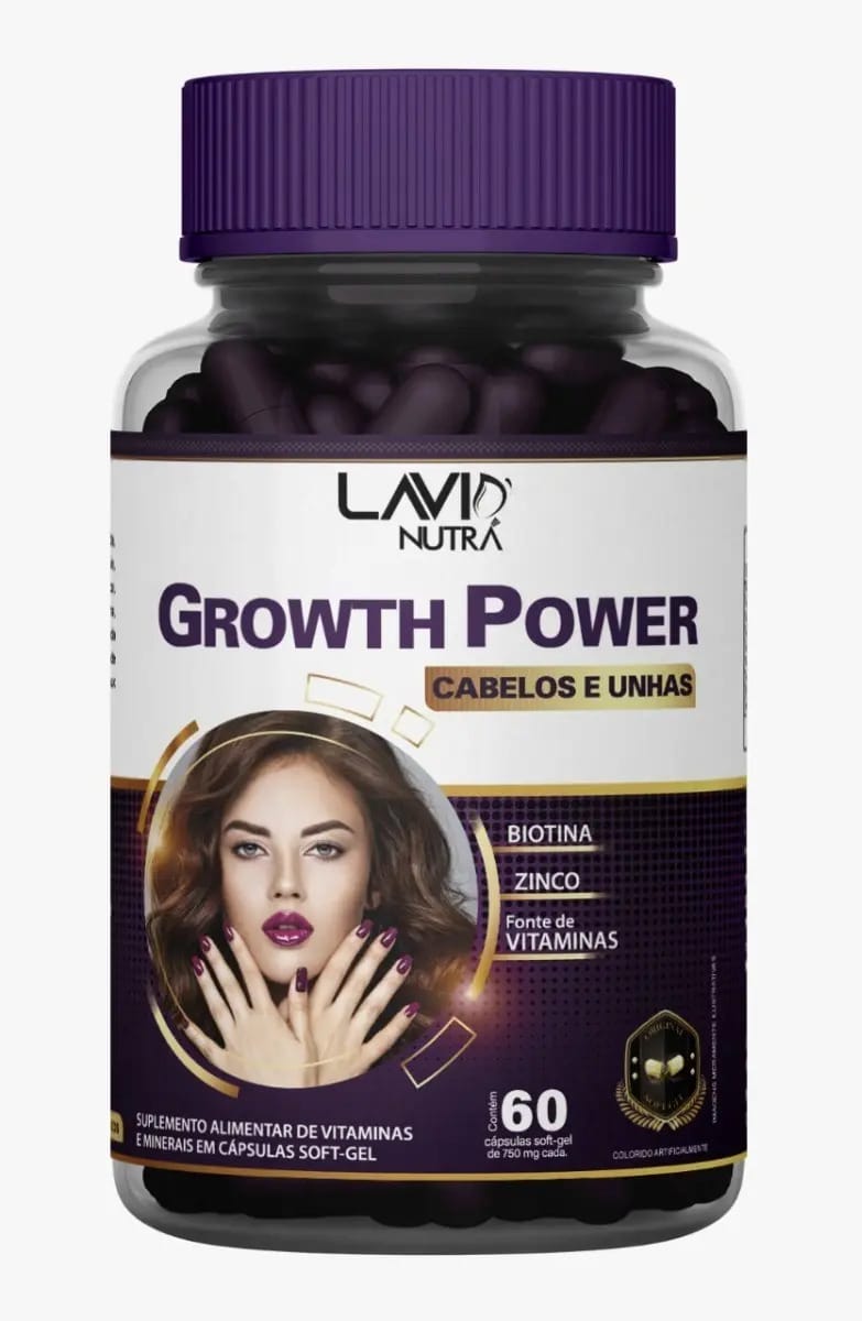 Vitamina Cabelos E Unhas Growth Power Lavid Cápsula Natural 750mg