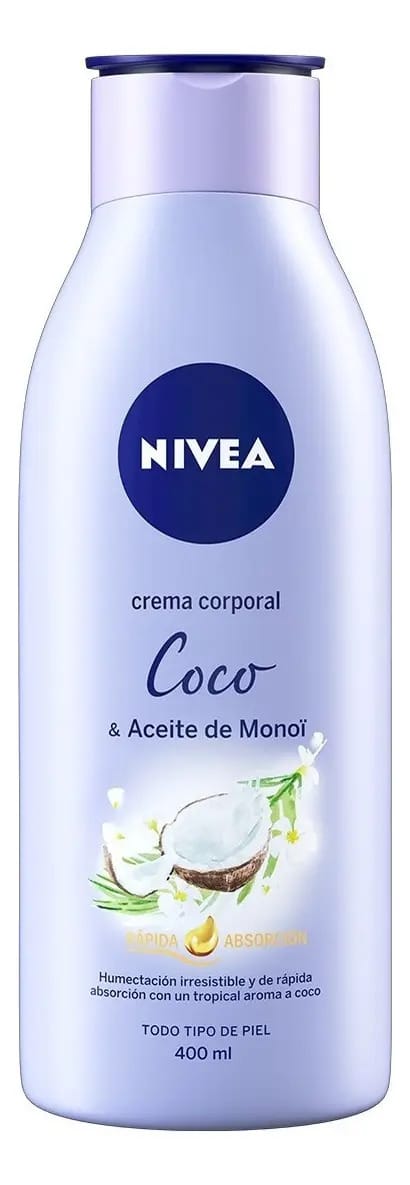 Fluido para corpo Nivea Óleos Essenciais Hidratante Nivea Óleos Essenciais Coco e Óleo Monoi 200ml en garrafa 400mL coco & óleo monoi