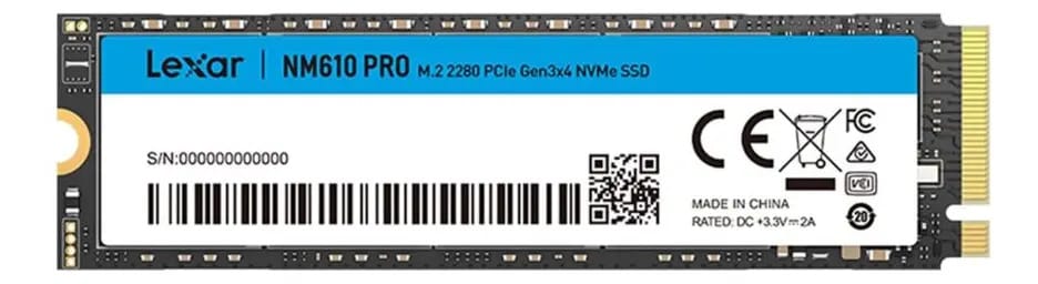 Unidade sólida Lexar Nm610 Pro M2 PCI-e Nvme de 1 TB