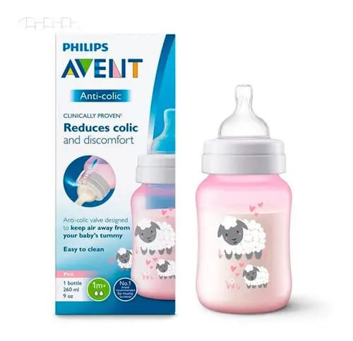 Mamadeira Avent Classica Anti Cólica Ovelha 260ml Cor Rosa