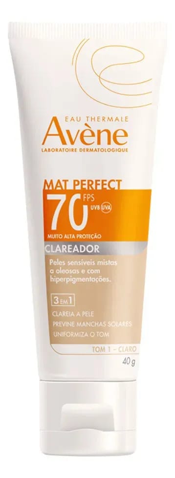 Avène Protetor Solar Facial Fluido Mat Perfect Clareador FPS 70 Tom Claro 40g