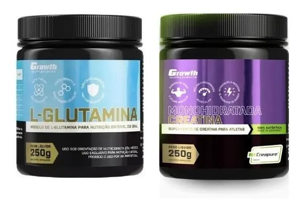 Kit - Creatina (250g) + Glutamina (250g) - Growth Sabor Natural