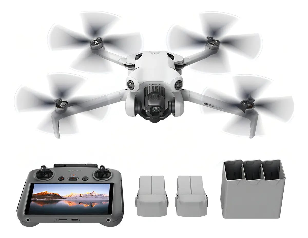 Drone Dji Mini 4 Pro 4k Fly More Combo 3 Baterias (dji Rc2) Cinza