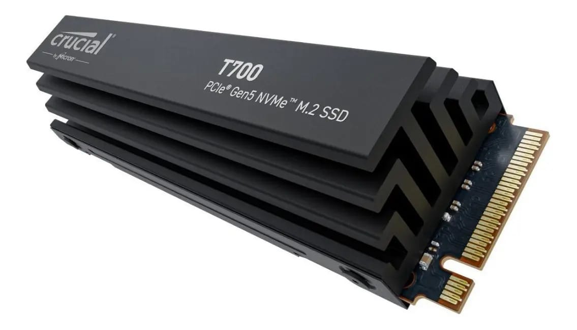 Ssd M.2 Nvme Gen5 2tb Crucial T700 Com Dissipador Leitura 12.400mb/s Gravação 11.800mb/s Ssd Gen 5 Pci-express 5.0 Ct2000t700ssd5 Cor Preto