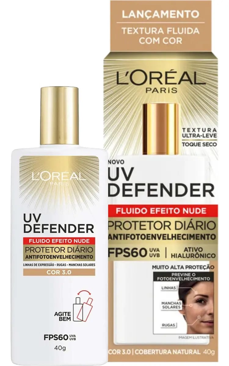 Protetor Solar Fluido Uv Defender Com Cor Fps60 40g - Loréal
