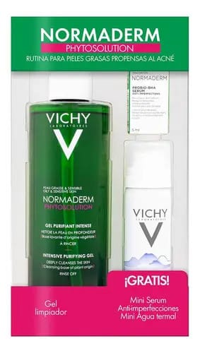 Kit Vichy Normaderm Gel 400ml + Água Termal 50ml + Sérum 5ml Tipo de Pele Oleosa