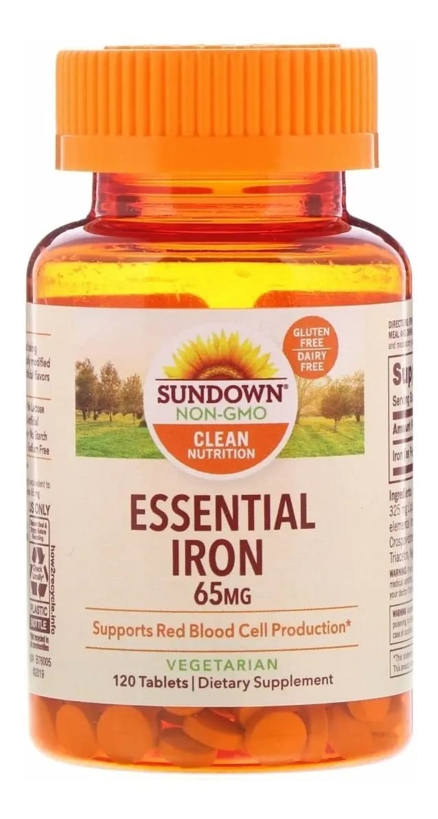 Sundown Naturals Iron Ferro 65mg 120 Tablets - Importado Eua