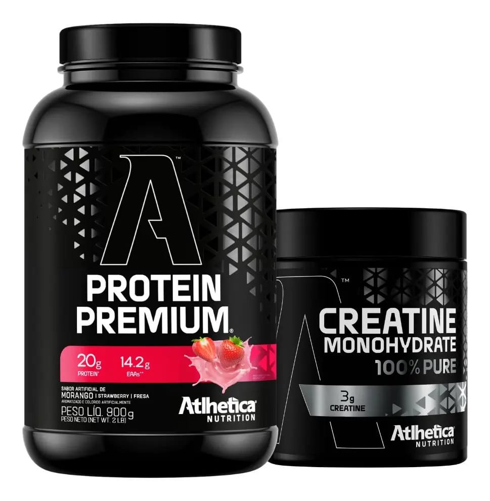Proteina Whey Sem Gluten Morango 900g Creatina - Atlhetica