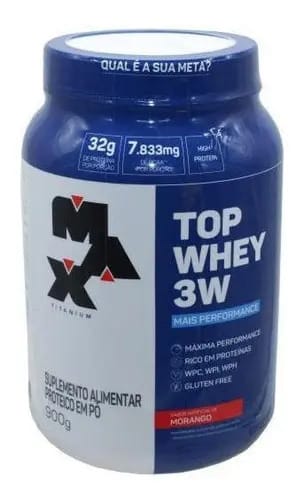 Top Whey 3w Mais Performance Max Titanium 900gr Morango