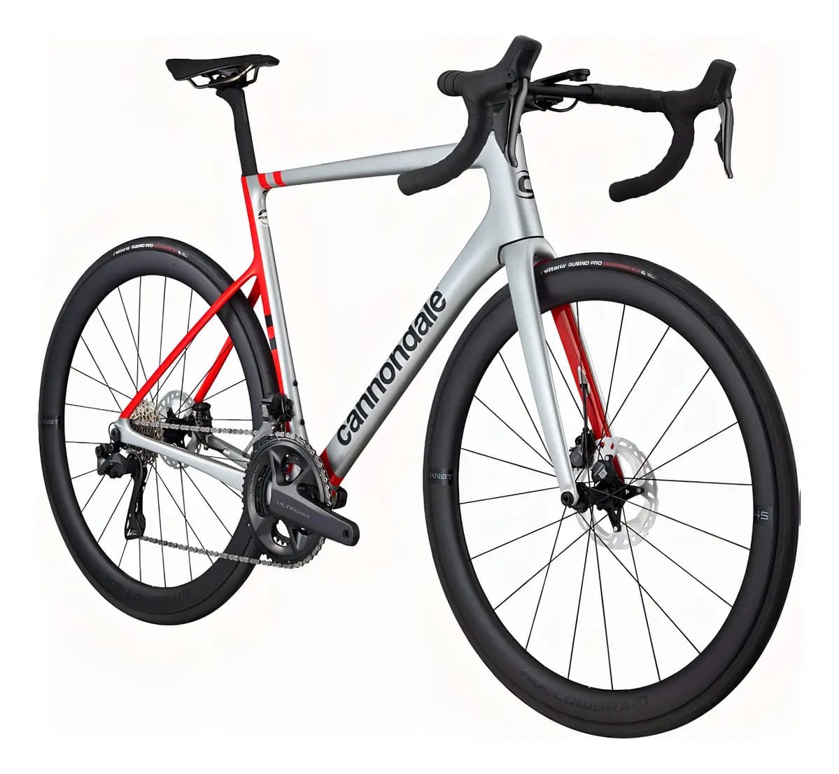 Bicicleta speed Cannondale ESTRADA SuperSix Evo Carbon 2022 R29 tamanho do uadro 56" - prata/vermelho