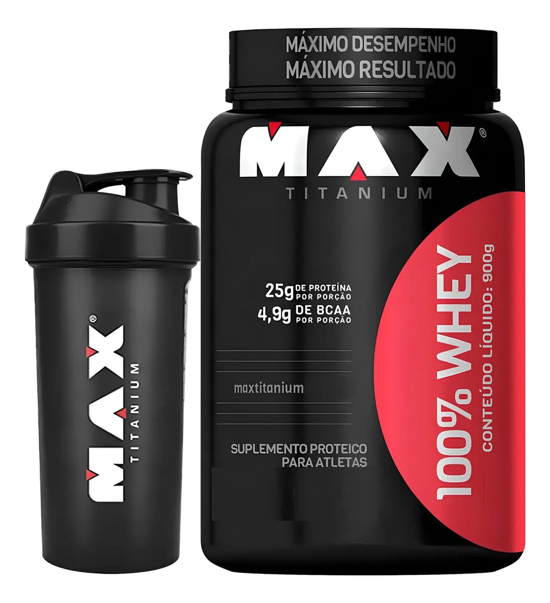 100% Whey - 900g - Max Titanium - Chocolate + Coque