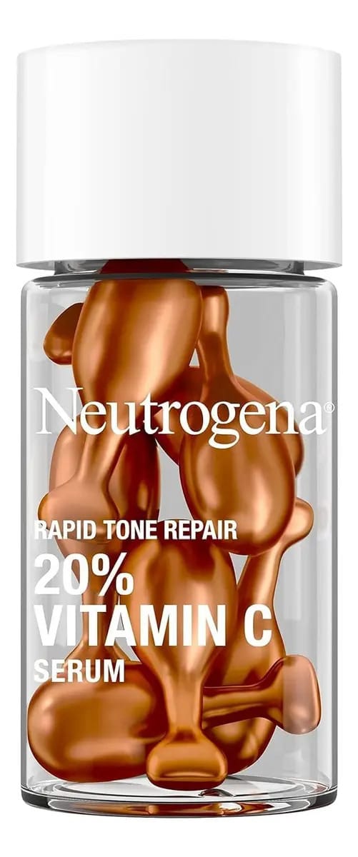 Sérum facial Neutrogena Rapid Tone Repair 7 cápsulas de vitamina C Hora de aplicação Dia/Noite Tipo de pele Todos os tipos de pele