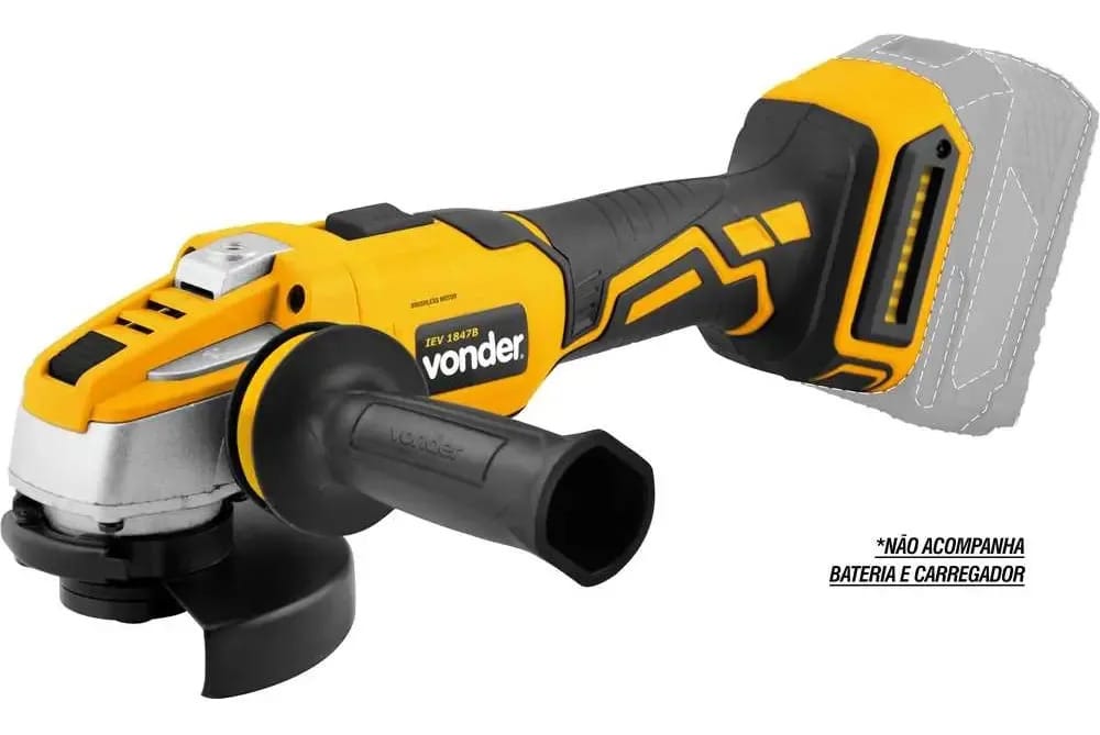 Esmerilhadeira Bateria 18v Brushless + Disco - Vonder Amarelo