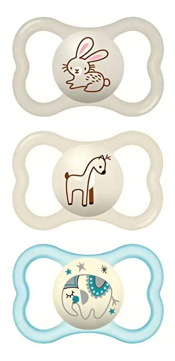 Chupetas diurnas e noturnas Mam Air (pacote com 3), unissex Mam Sensitive Skin Color