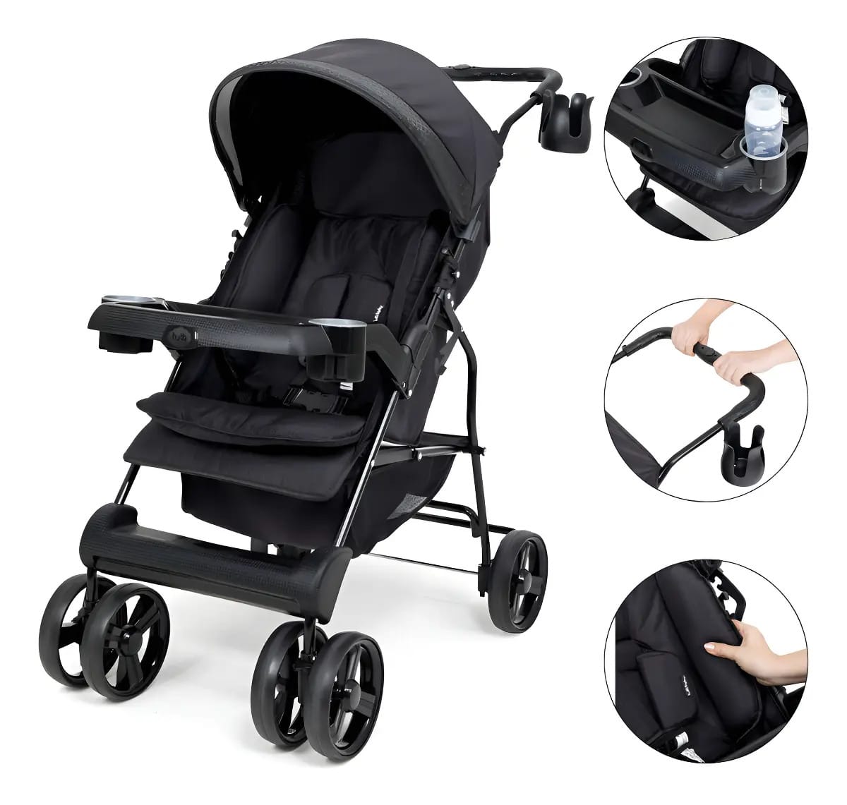 Carrinho Para Bebê Berço 0 A 15kg Theros Preto Tutti Baby
