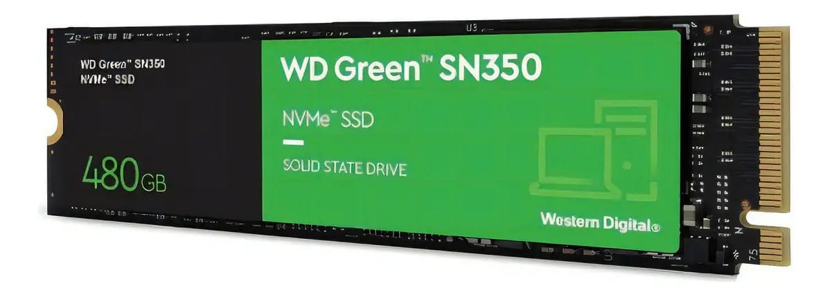 Unidade sólida interna Western Digital Green Sn350 480gb M2 Nvme Ssd WDS480G2G0c
