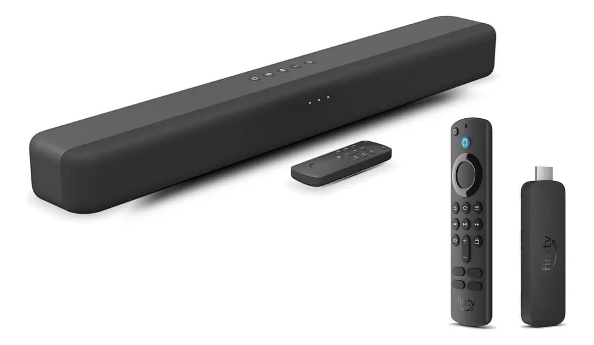 amazon Combinação de barra de som Fire Tv 2.0 com Bluetooth virtual Dts e Fire Tv Stick 4k Wifi 6
