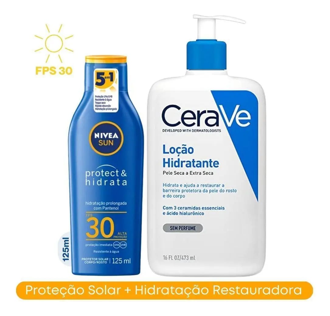 Kit Protetor Solar Fps30 125ml + Hidratante Pele Seca Cerave