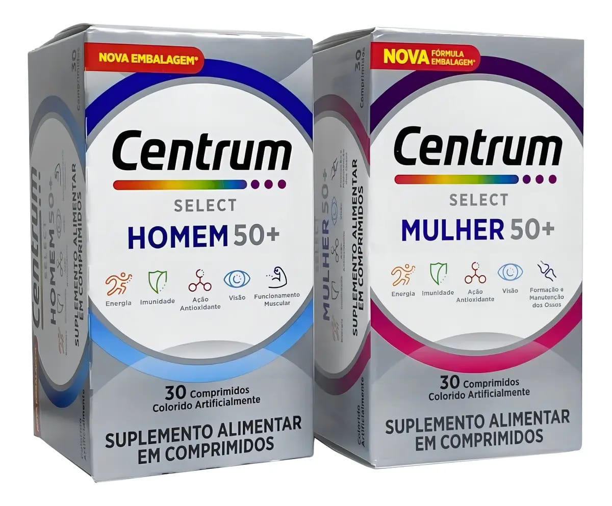Kit Centrum Select Senior Homem E Mulher 50+ 30 Comprimidos Sabor Sem Sabor