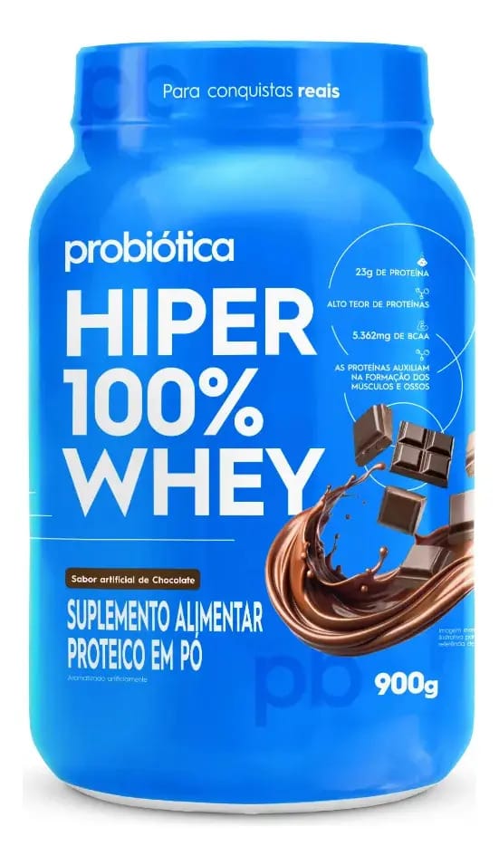 Suplemento en pó Probiótica Pure Proteínas de Hiper 100% Whey (900g) - Probiótica sabor chocolate x 900g