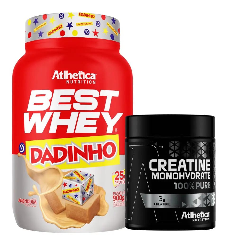 Kit Suplemento Best Isolado Dadinho 900g Creatina Atlhetica Sabor Sem Sabor