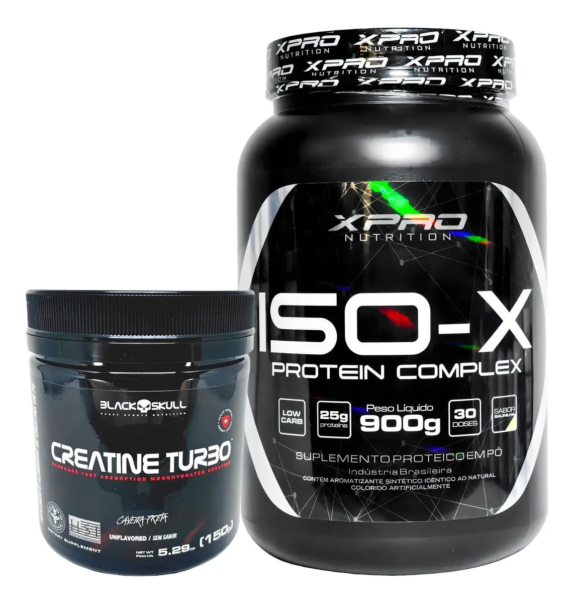 Whey Isolado XPro Nutrition Proteína 25g Chocolate + Creatina Black Skull
