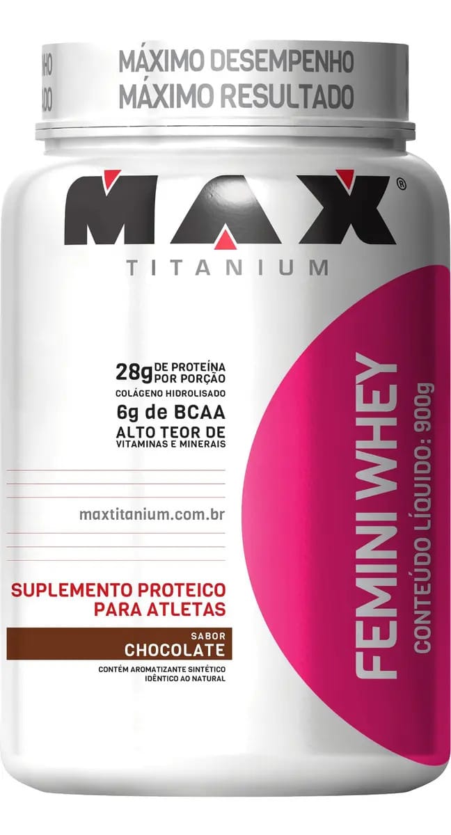Femini Whey 900g - Sabor Chocolate - Max Titanium