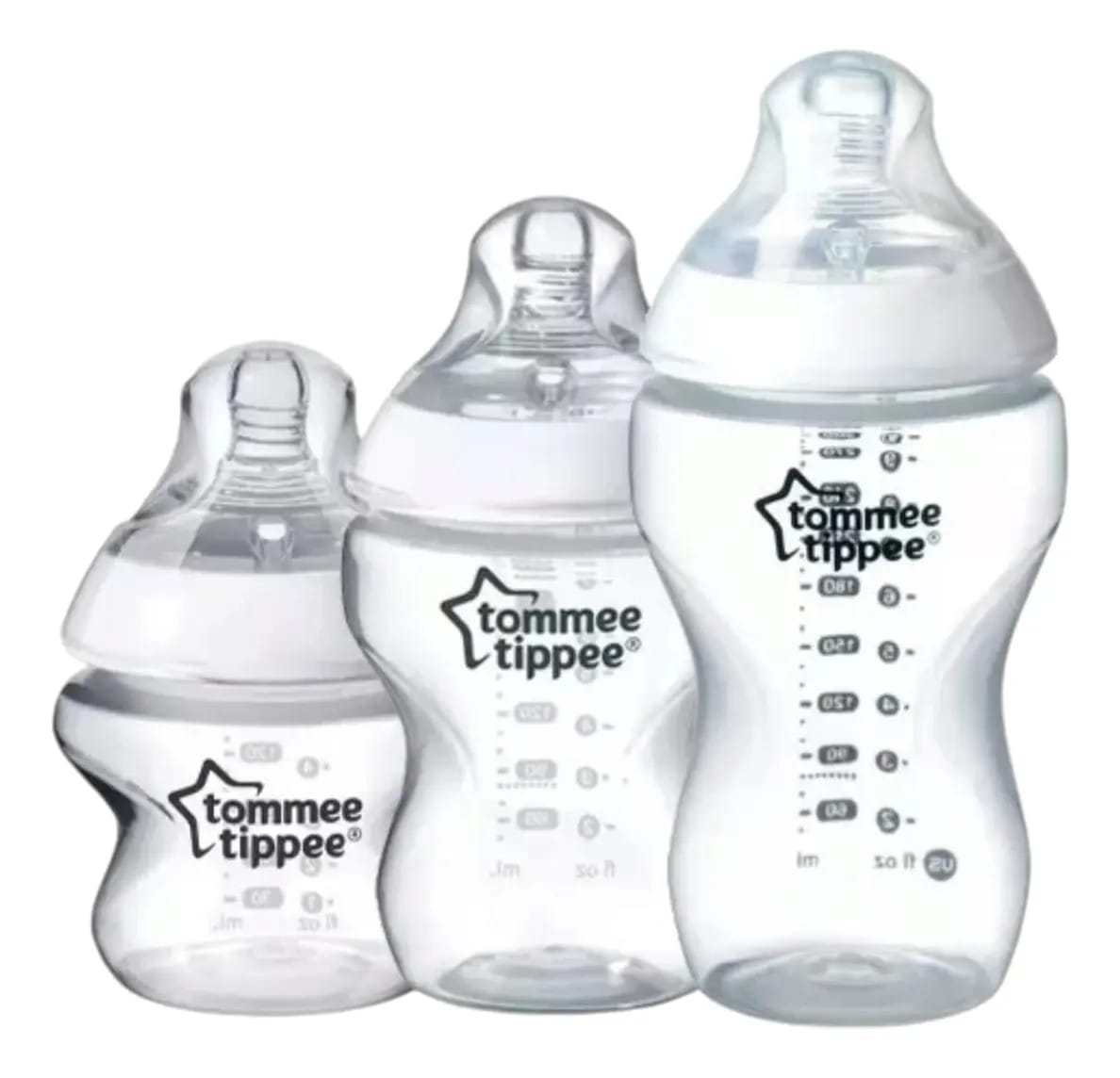 Conjunto de 3 mamadeiras Tommee Tippee 150 260 340 ml Closer To Nature, cor translúcida