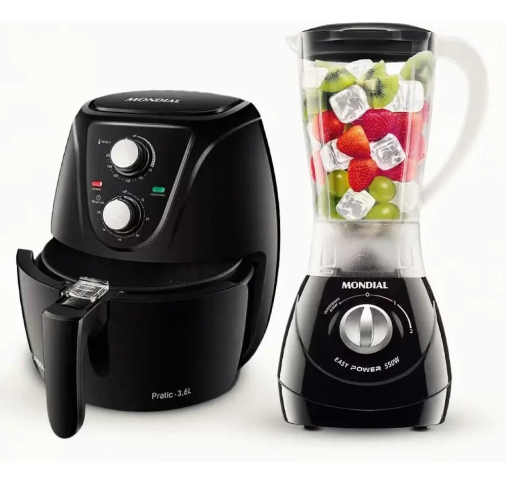 Fritadeira Elétrica Air Fryer 3,6l + Liquidificador Mondial Preto