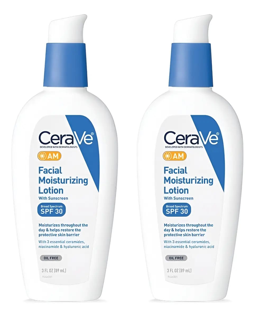 Loção hidratante facial Cerave Am Spf 30 89ml 2 frascos Horário de aplicação Dia/Noite Tipo de pele Todos os tipos de pele