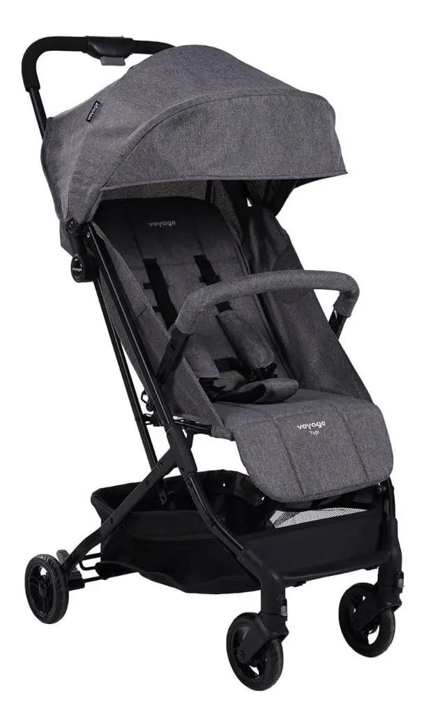 Carrinho De Bebê Yupi Cinza Mescla - Voyage Preto