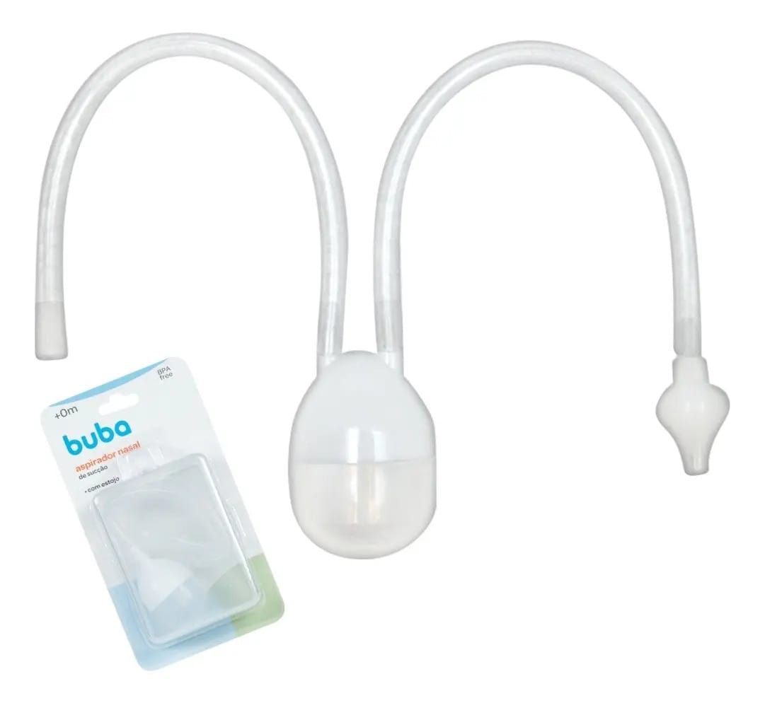 Aspirador Nasal Manual Buba para Bebês, Cor Branco, com 1 Bocal