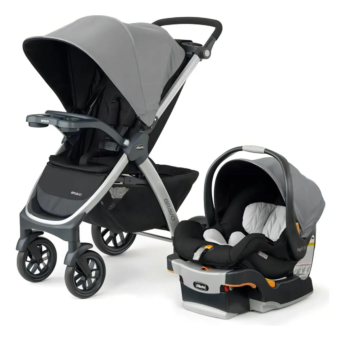 Carrinho de Bebê Chicco Bravo Trio Travel System Camden Cinza para 22 kg