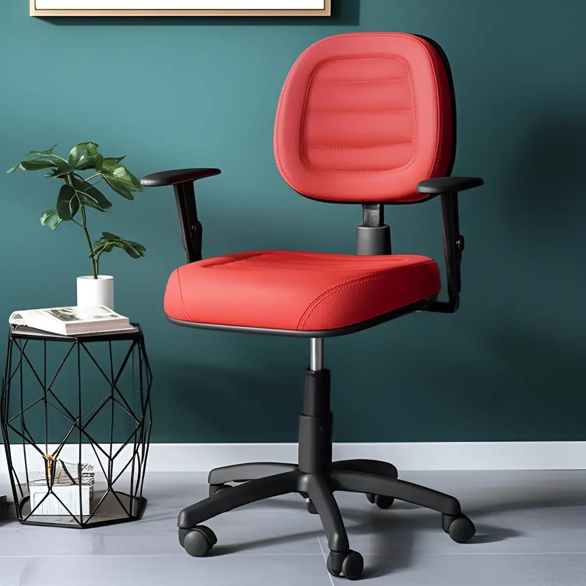 Cadeira Escritório Ergonomica Frisokar Nr17 Costureira Vermelha Com Ajuste