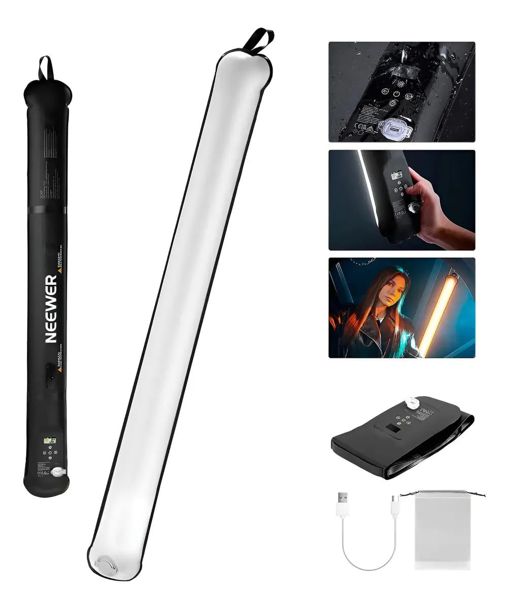 Bastão LED Bicolor Inflável 90cm Neewer GC21B Fotografia Portátil